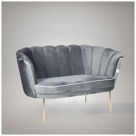 Divano Due Posti Orel In Velluto Babyface 21 Grigio Piedini Oro - Foto 1