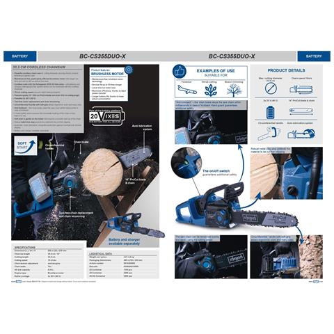 Motosega Brushless 2x20v Lama 33.5cm Senza Batteria Ixes Bc-cs355duo-x - Foto 8