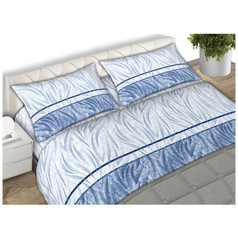 Completo Lenzuola Letto 100% Cotone Made Italy Disegno Flames Cn Matrimoniale Blu - Foto 1