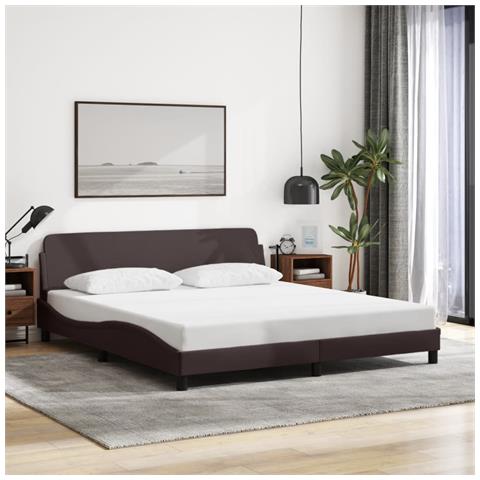 Giroletto Senza Materasso Marrone Scuro 160x200 Cm Tessuto - Foto 1