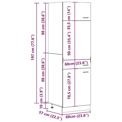 Armadio per Frigo “Lyon” Legno Antico 60x57x207 cm - Foto 10
