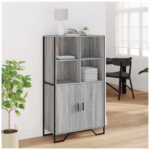 Credenza Grigio Sonoma 79,5x35,5x137,5 Cm In Truciolato - Foto 3