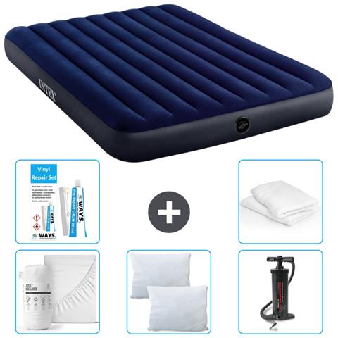 Set Materassino Gonfiabile - 203x152x25 Cm - Blu - Include Accessori Coordinati Cb1 - Foto 1