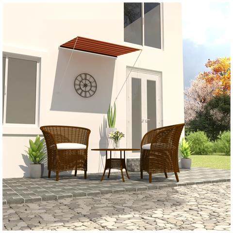 Lusso Casadino -  Tenda Da Sole Retrattile 200x150 Cm Arancione E Marrone - Foto 8