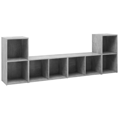 Mobili Tv 4 Pz Grigio Cemento 72x35x36,5cm In Legno Multistrato - Foto 1