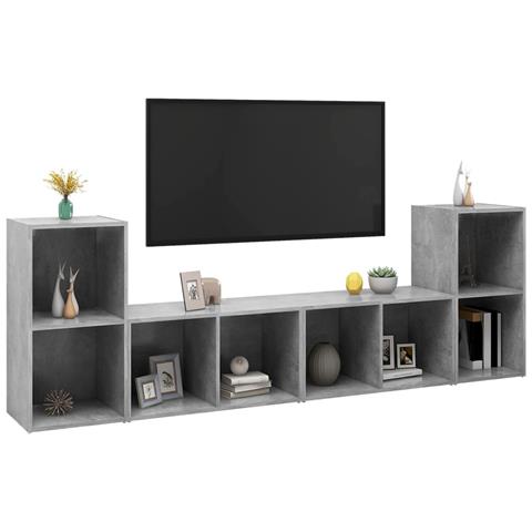 Mobili Tv 4 Pz Grigio Cemento 72x35x36,5cm In Legno Multistrato - Foto 2