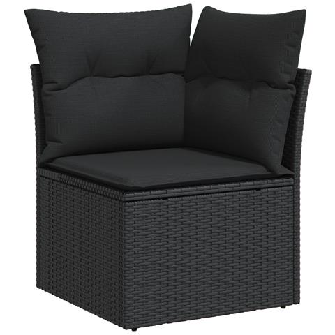 Set di Divani da Giardino a 8 Pezzi con Cuscini Rattan Nero Polyrattan, Divano da Giardino a 2 Posti con Cuscini Rattan Nero Polyrattan - Foto 8
