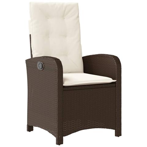 Sedia Reclinabile da Giardino con Cuscini Marrone in Polyrattan - Foto 1