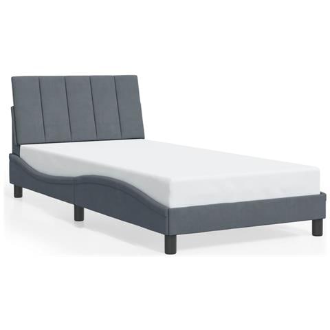 Giroletto senza Materasso Grigio Scuro 100x200 cm Velluto - Foto 1