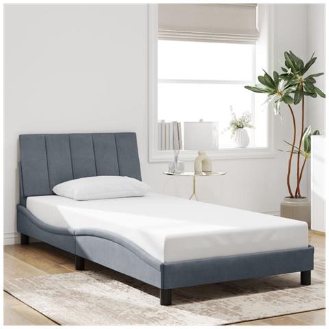 Giroletto senza Materasso Grigio Scuro 100x200 cm Velluto - Foto 2