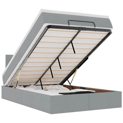 Pouf Letto con Materasso Grigio Chiaro 120x190 cm in Tessuto - Foto 1