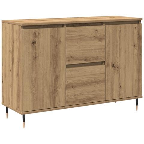 Mobile con Porte e Cassetti Rovere Artigianale 101,5x35x70 cm - Foto 1