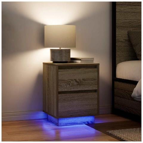 Comodini con Luci a LED 2 pz Rovere Sonoma 38x34x50 cm - Foto 2