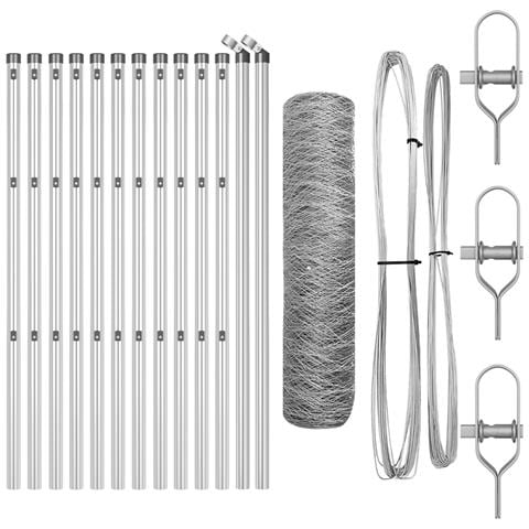 Recinzione Esagonale  0.8x25 m Acciaio Zincato, Pali Recinzione  13 pz Ø32 mm 120 cm Acciaio Zincato - Foto 1