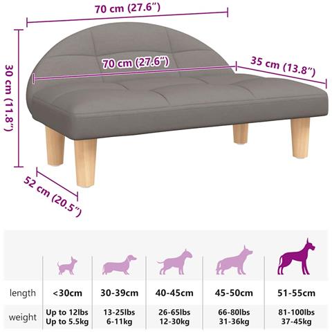 Lettino per Cani Tortora 70x52x30 cm in Tessuto - Foto 7