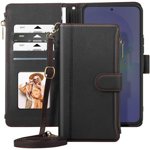 Custodia Folio Per Samsung Galaxy A36 Con Cerniera E Tracolla Rimovibile - Foto 2