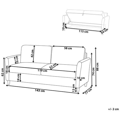 Divano 2 Posti Mare Tessuto Grigio - Foto 6