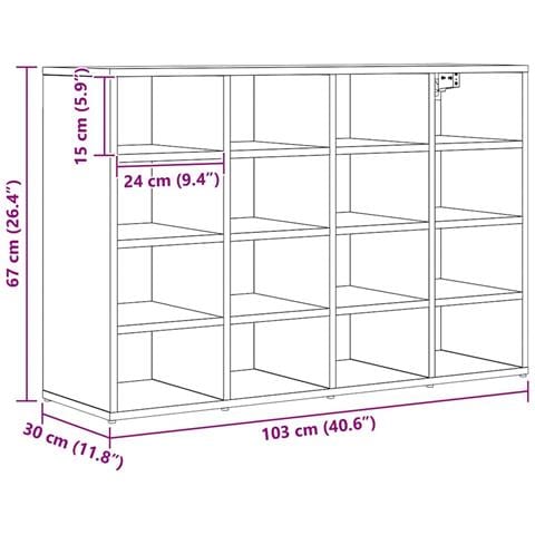 Scarpiera Rovere nero 103 x 30 x 67 cm Legno multistrato - Foto 9