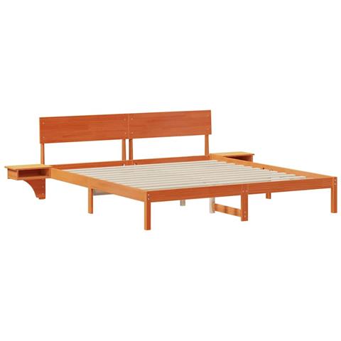 Rete letto con comodini Cera marrone Legno di pino massello - Foto 1