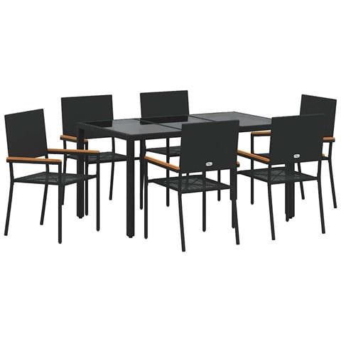 Set da Pranzo per Giardino 7 pcs Nero 150 x 90 x 75 cm - Foto 1
