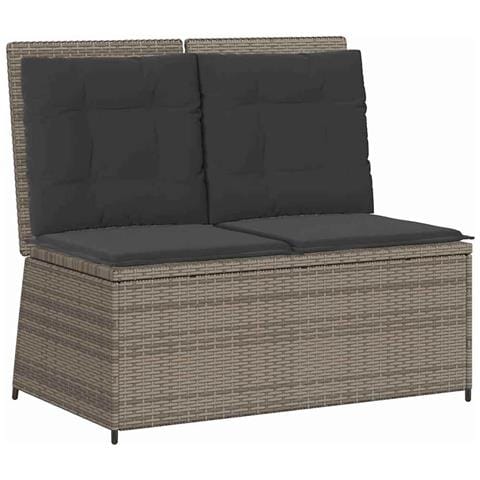Panchina da giardino con cuscino Grigio Poly Rattan - Foto 1