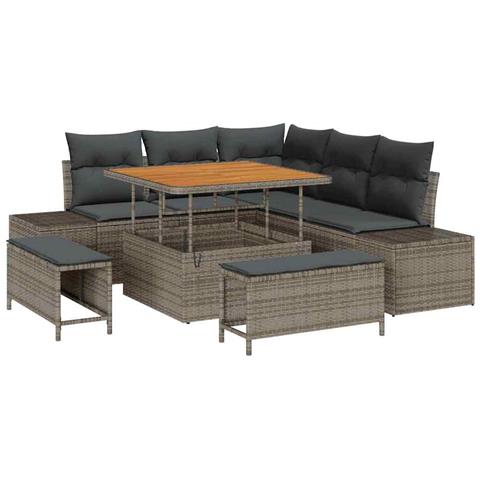 Set Divano da Giardino 8 pcs Grigio Poly Rattan - Foto 1