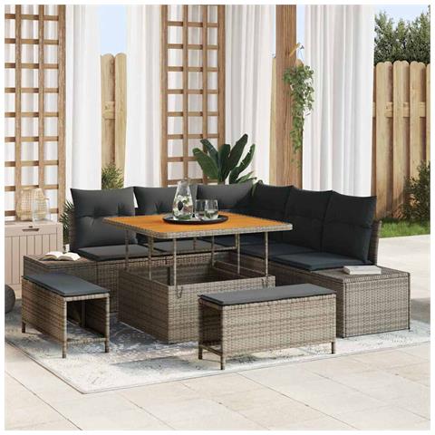 Set Divano da Giardino 8 pcs Grigio Poly Rattan - Foto 2