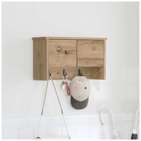 Appendiabiti a muro rovere artigianale 50 x 20 x 30 cm - Foto 2