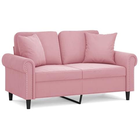 Divano a 2 Posti con Cuscini Rosa 120 cm in Velluto - Foto 1