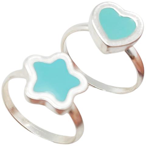 Coppia Di Anelli Colors In Argento 10µm E Azzurro - Foto 1