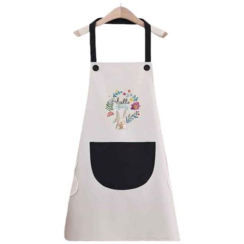 Grembiule Da Cucina Impermeabile In Pvc Bianco Senza Maniche Con Tasca Nera E Design Coniglietto - Foto 1