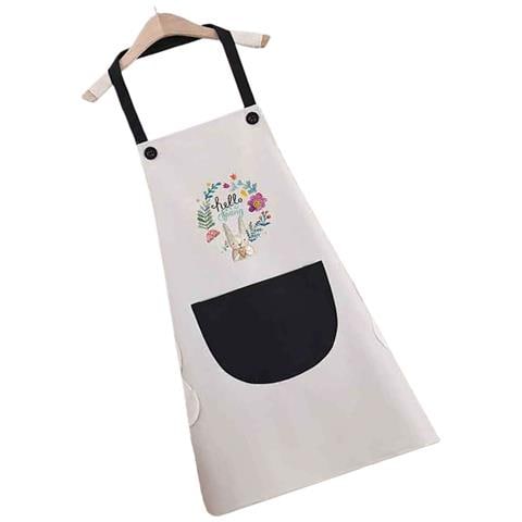 Grembiule Da Cucina Impermeabile In Pvc Bianco Senza Maniche Con Tasca Nera E Design Coniglietto - Foto 4