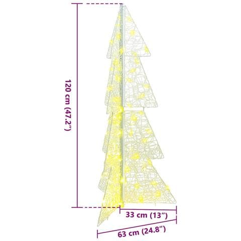 Albero di Natale con 100 LED Bianco caldo 120 cm Acrilico - Foto 8
