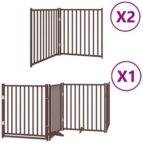 Cancello Cani Porta Pieghevole Marrone 8 Pannelli 640cm Pioppo - Foto 1