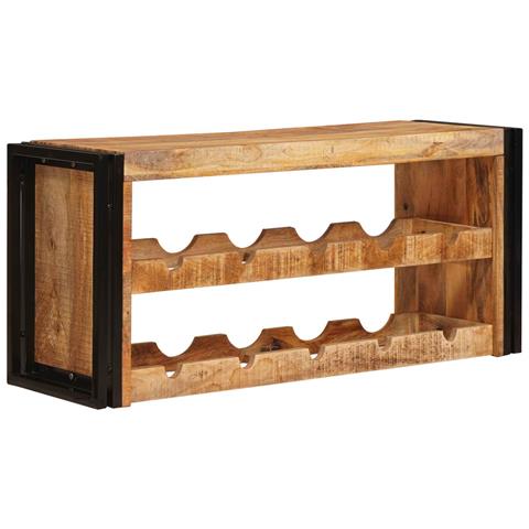 Portabottiglie 100 x 45 x 33 cm Legno di Mango Grezzo Massiccio - Foto 1