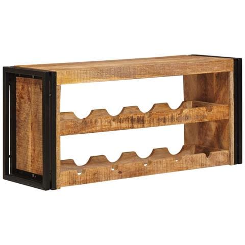 Portabottiglie 100 x 45 x 33 cm Legno di Mango Grezzo Massiccio - Foto 2