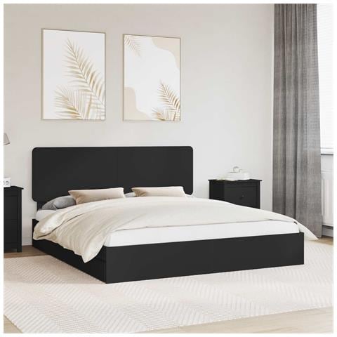Letto con Contenitore Nero 200 x 200 cm Legno multistrato - Foto 2
