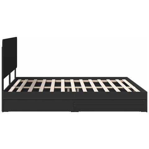 Letto con Contenitore Nero 200 x 200 cm Legno multistrato - Foto 9