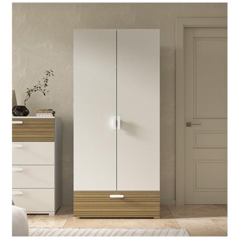 Armadio Camera Da Letto Vacone - Guardaroba 2 Ante Un Cassetto, 80x180h Cm Bianco - Foto 2