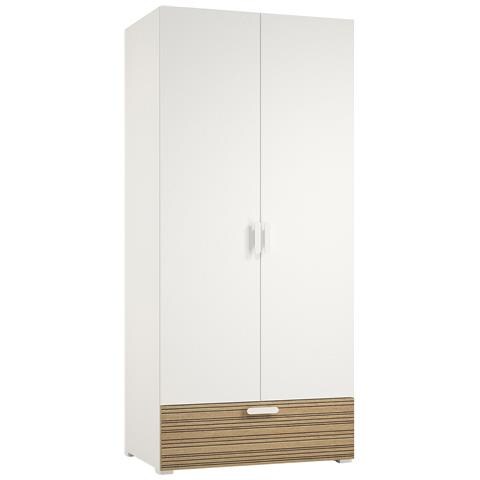 Armadio Camera Da Letto Vacone - Guardaroba 2 Ante Un Cassetto, 80x180h Cm Bianco - Foto 1