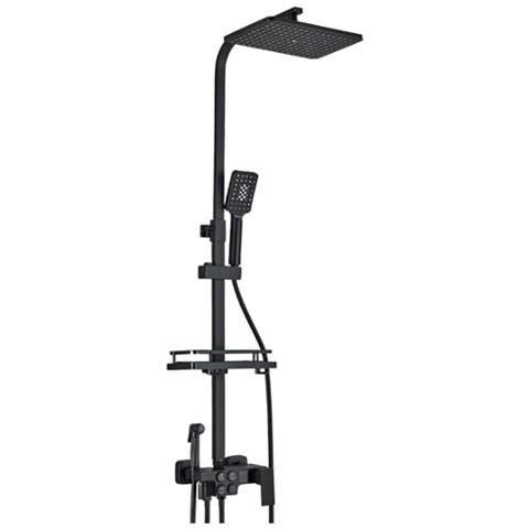 Colonna doccia, Blackswan, tipo M132, modello nero regolabile, con bocca girevole, doccia ad alta pressione e display digitale, dimensione 120 cm - Foto 1