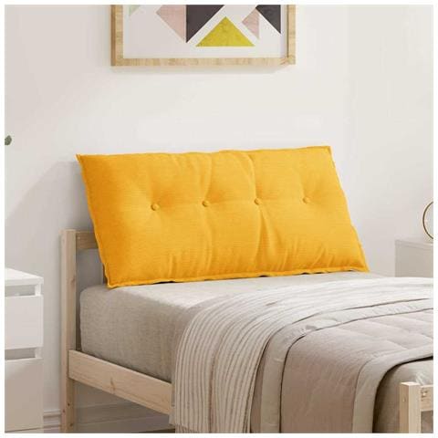 Cuscino per Schiena Giallo Chiaro 100 x 50 cm Tessuto in Cords - Foto 2