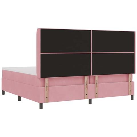 Letto a molle con materasso Rosa 200 x 200 cm Velluto - Foto 9