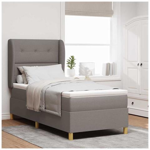 Letto con molle e materasso Grigio Scuro 90x190 cm Tessuto - Foto 2