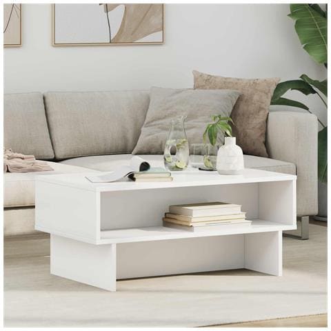 Tavolino da salotto Bianco 80 x 46 x 35 cm Legno multistrato - Foto 2