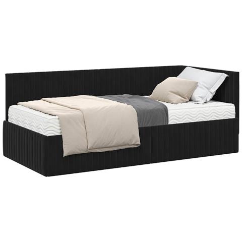 Struttura Letto Angolare con Materasso 2 pcs Nero Velluto - Foto 1
