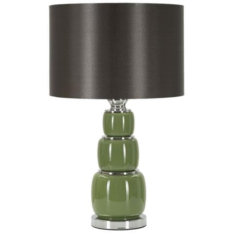 Lampada Da Tavolo Eva Three In Vetro Bianco E Grigio Con Paralume In Tessuto — Ø 33 Cm - Foto 1