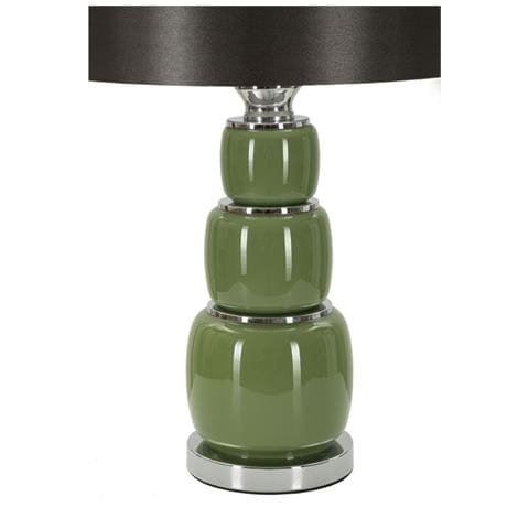 Lampada Da Tavolo Eva Three In Vetro Bianco E Grigio Con Paralume In Tessuto — Ø 33 Cm - Foto 2