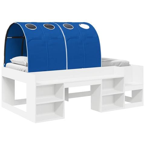 Letto con Tunnel 4 pcs Bianco e Blu Legno ingegnerizzato - Foto 1