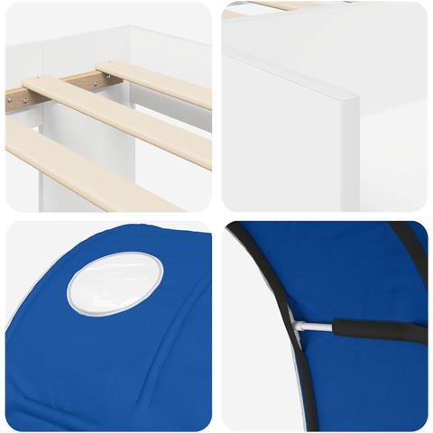 Letto con Tunnel 4 pcs Bianco e Blu Legno ingegnerizzato - Foto 9